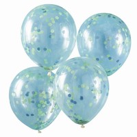 Balniky s konfetami zeleno-modr 30 cm 5 ks