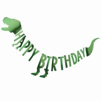 Banner Happy Birthday Dino metalick zelen 2 m