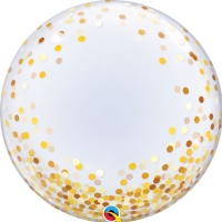 Balnik fliov transparentn Zlat konfety 61 cm