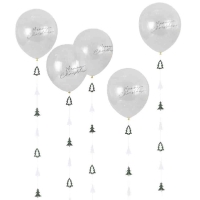 Balniky latexov transparentn s konfetami Merry Christmas a zvesom 30 cm, 5 ks