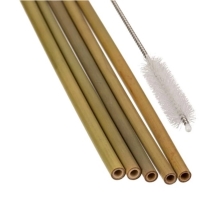 Bambusov slamky s istiacou kefkou 19 cm, 5 ks