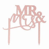 Dekorcia na tortu Mr&Mrs akrylov Rose Gold 15 x 16 cm
