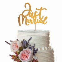 Dekorcia na tortu "Just Married" zlat
