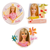 Dekorcia na tortu plastov disk Barbie 18 cm, 3 ks
