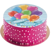 Fondnov list na tortu Balniky Happy Birthday bez cukru 15,5 cm