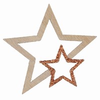 VIANON konfety hviezdy dreven s glitrami Rose Gold 3,5x4cm