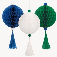 Gua dekoran so strapcom biela/modr/zelen 40,6 cm (3 ks)