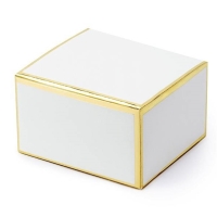 Krabiky na dareky biele so zlatm okrajom 6x3,5x5,5 cm (10 ks)