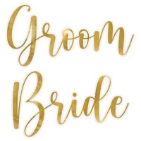 Nlepky na sklo "Groom, Bride" zlat