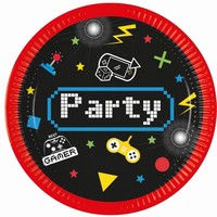 Tanieriky papierov Gaming Party 23 cm, 8 ks