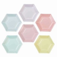 Tanieriky papierov Hexagon pastelov mix 16,5 x 19 cm, 12 ks