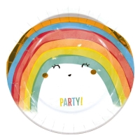 Tanieriky papierov Rainbow Party 23 cm 8 ks