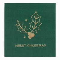 SERVTKY papierov banketov Merry Christmas zelen 25 x 25 cm 16 ks