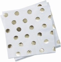Servtky papierov so zlatmi fliovmi bodkami 33 x 33 cm, 20 ks