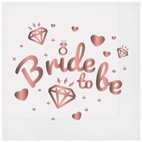 Servtky papierov "Bride to be", biele 33x33 cm, 20 ks