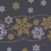 Servtky papierov banketov ierne s vlokami Snow Glitter 24x24 cm, 20 ks