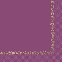 Servtky papierov fialov so zlatm dekrom 33 x 33 cm 16 ks