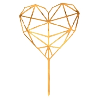 Zpich na tortu Diamantov srdce zlat 16x10 cm