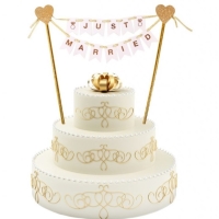 Zpich na svadobn tortu zlat Just Married 25 cm