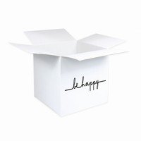 Krabica papierov na balniky s npisom Be Happy 65 x 65 x 65 cm