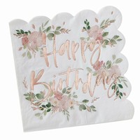 SERVTKY papierov Floral Happy Birthday 16,5x16,5cm 16ks