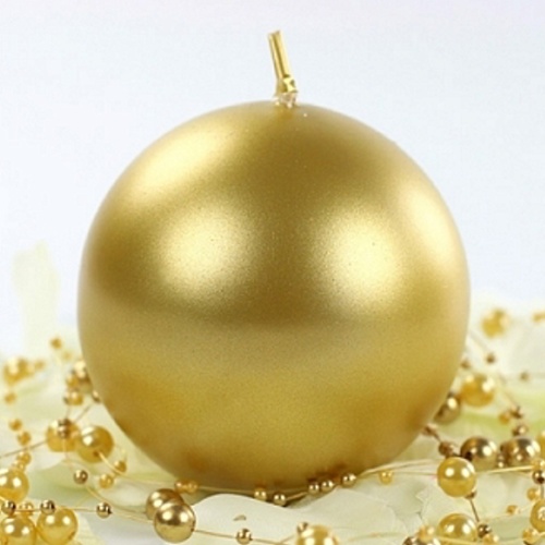 Svíčka koule metalická 8cm zlatá