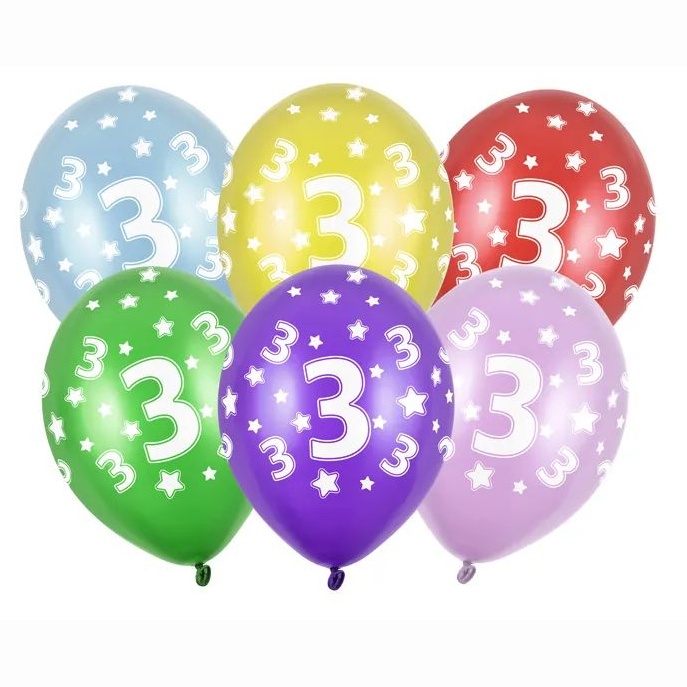 Balónek latexový 3. narozeniny 6 ks
