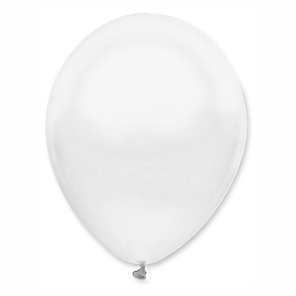 Balónek latexový metalický bílá 30 cm 1 ks