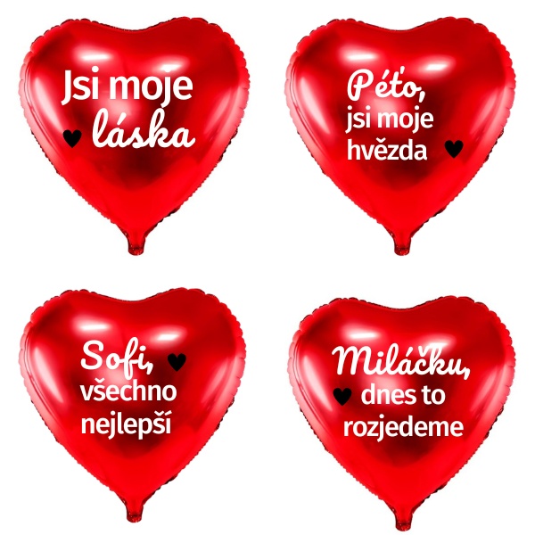 Balónek velké červené srdce 61 cm s vlastním personifikovaným textem