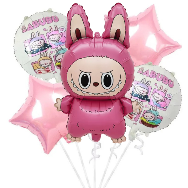 Balónkový buket růžový Labubu 5 ks