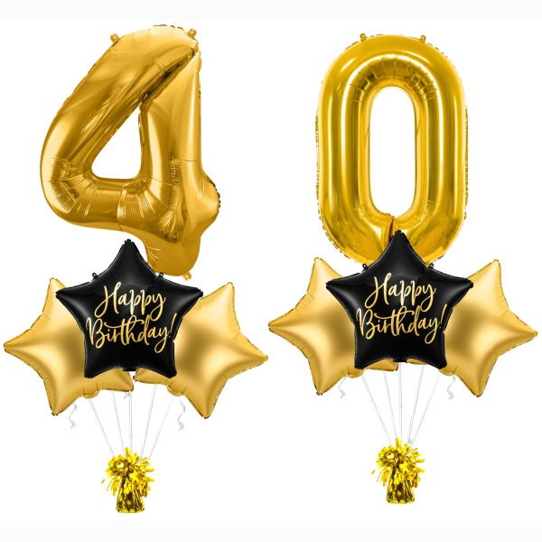 Balónový set 40. narodeniny - čierno-zlatý