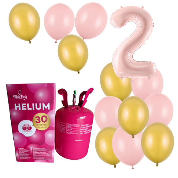 Helium - Balonkový buket 2 narozeniny růžovo zlatý