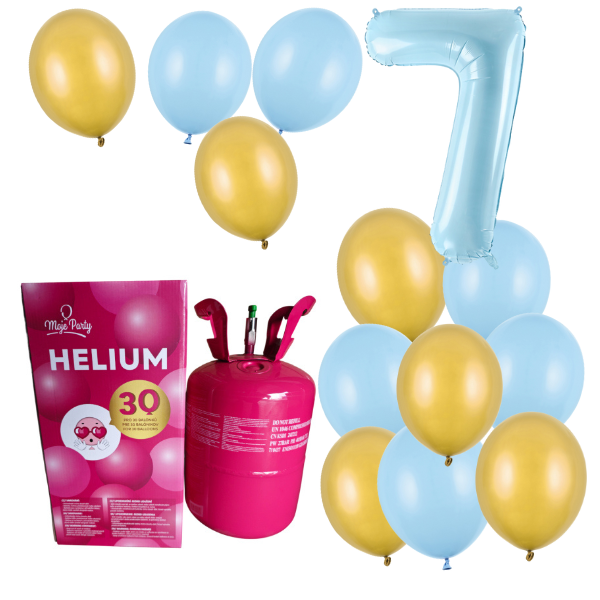 Helium - Balonkový buket 7 modro zlatý