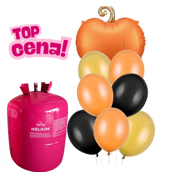 Helium na 30 balónků s balonkovým buketem - Dýně s mix balonky