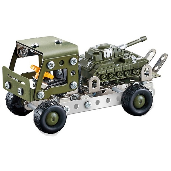 Kovová stavebnice vojenské auto s tankem 133 ks
