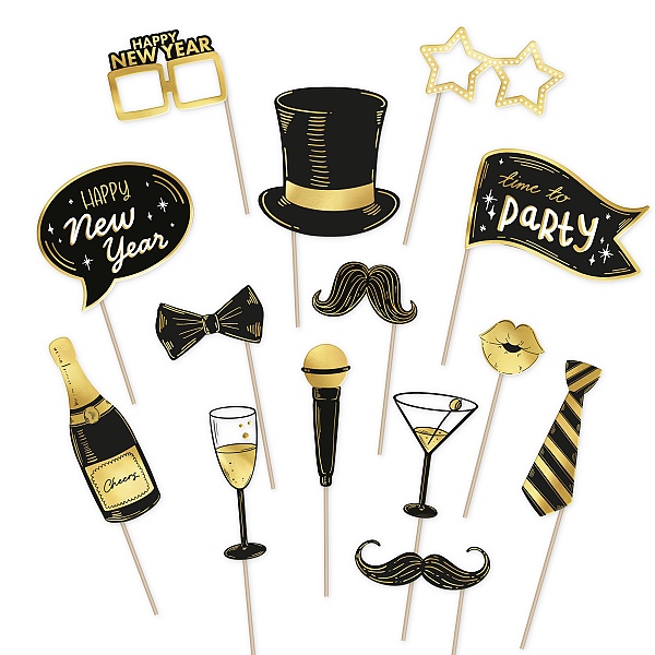 Rekvizity novoroční černo-zlaté 14 ks