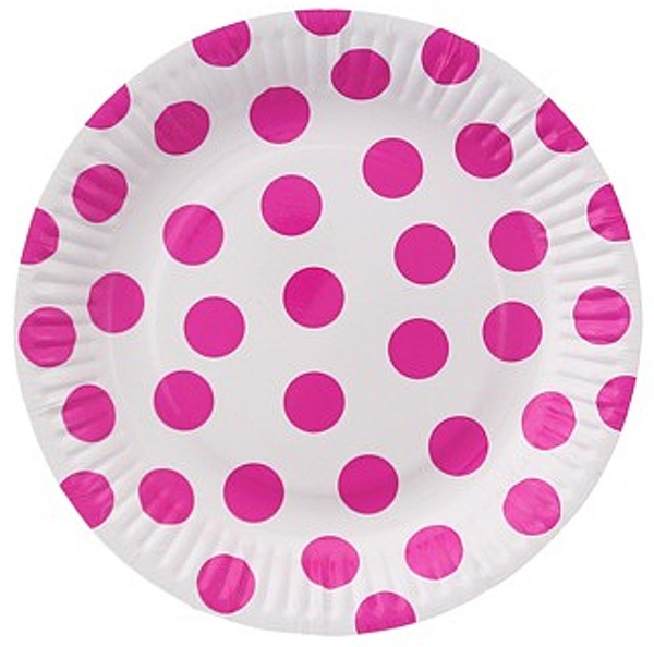 Talířky papírové s puntíky magenta 6ks