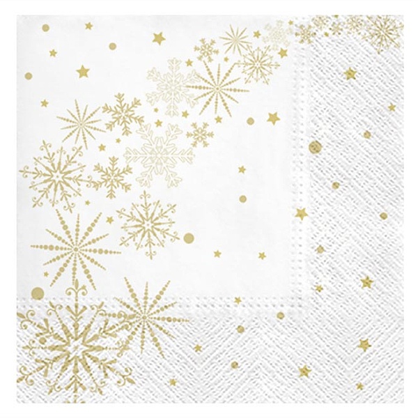Ubrousky papírové Bílé se zlatými hvězdami 20 ks