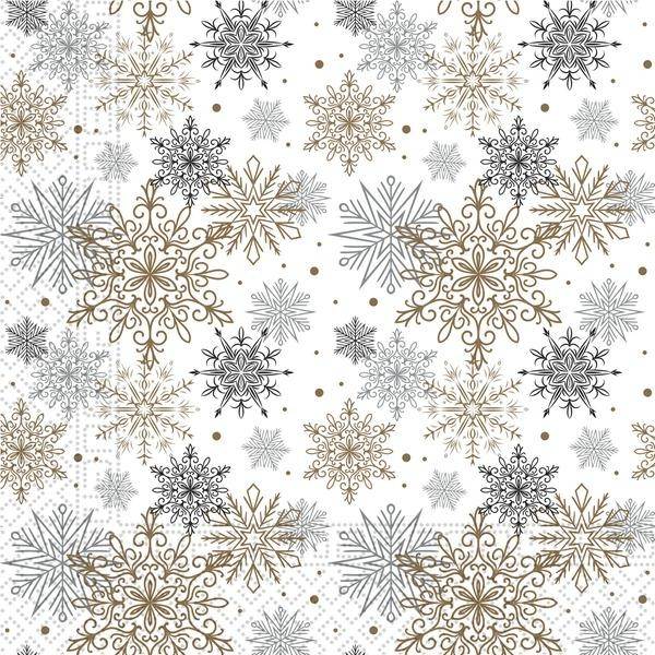 Ubrousky papírové sněhové vločky 33x33 cm 20 ks