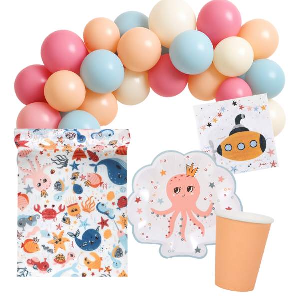 Mořský svět - sada s balónkovou girlandou - holka