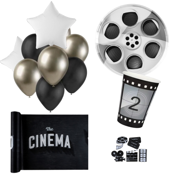 Party set Cinema - černo - bílá s balónky