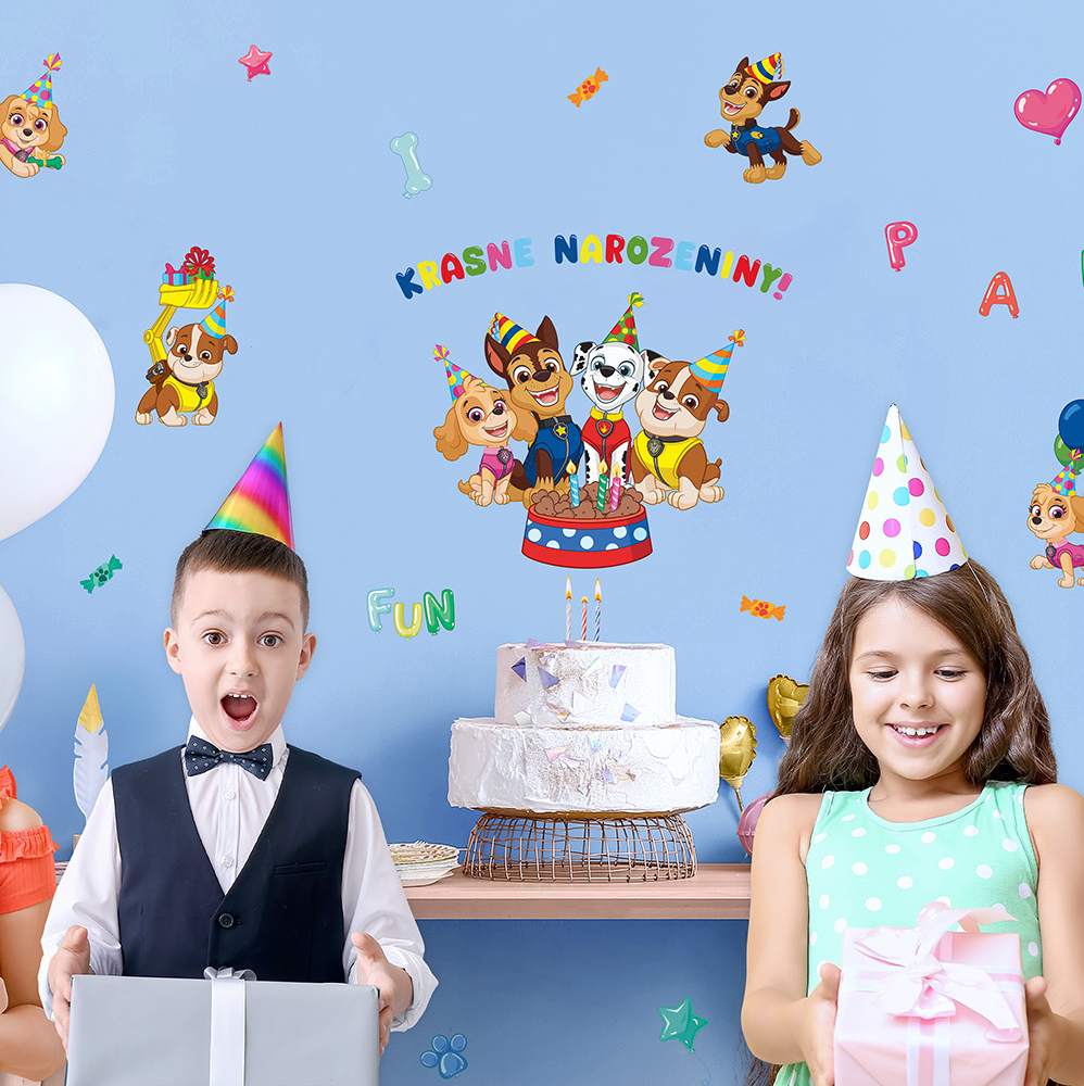 Nálepka na fotozeď Paw Patrol Krásné narozeniny 45x65 cm