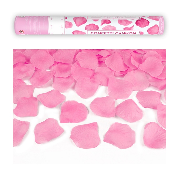 Vystřelovací konfety - Svatební lístky růží růžové 40 cm
