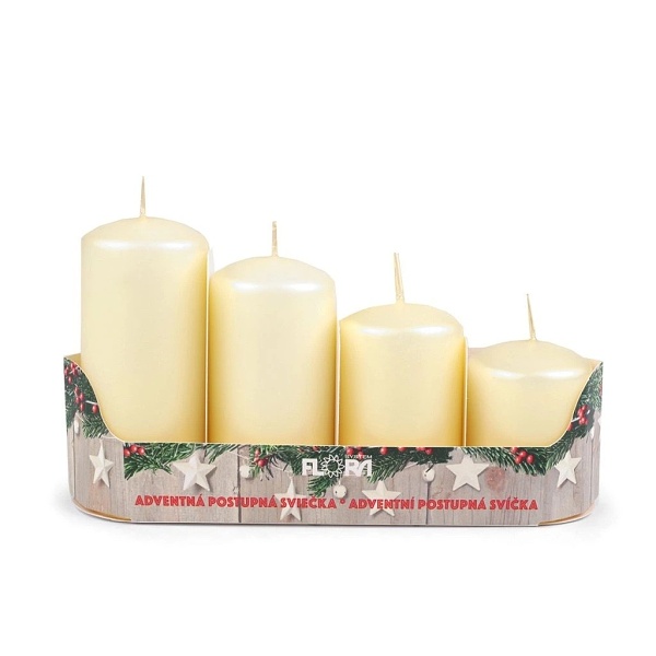 Adventní svíčky sestupné krémové 4 ks