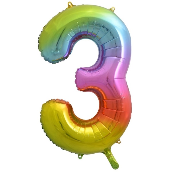 BALÓNIK fóliový číslo 3 dúhové 85cm