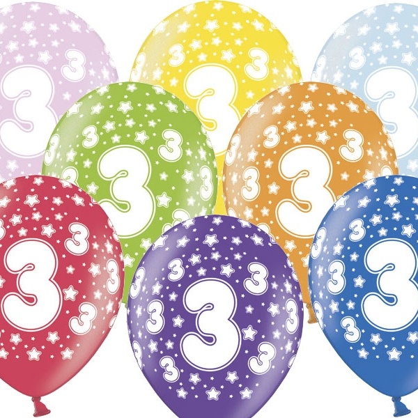 BALÓNIK latexový 3. narodeniny 6ks