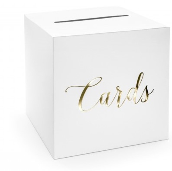 BOX na priania so zlatým nápisom Cards 24x24x24cm
