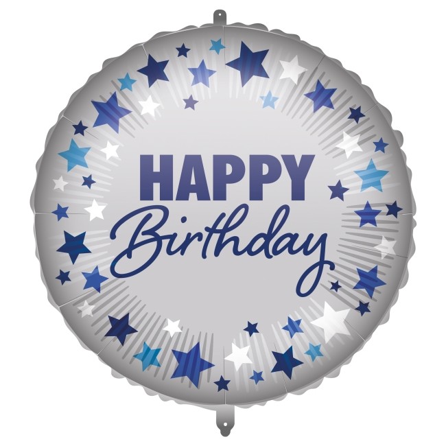 Balónek fóliový HB s hvězdami šedý 46 cm