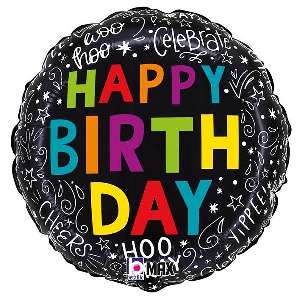 Balónik fóliový Happy Birthday 46 cm