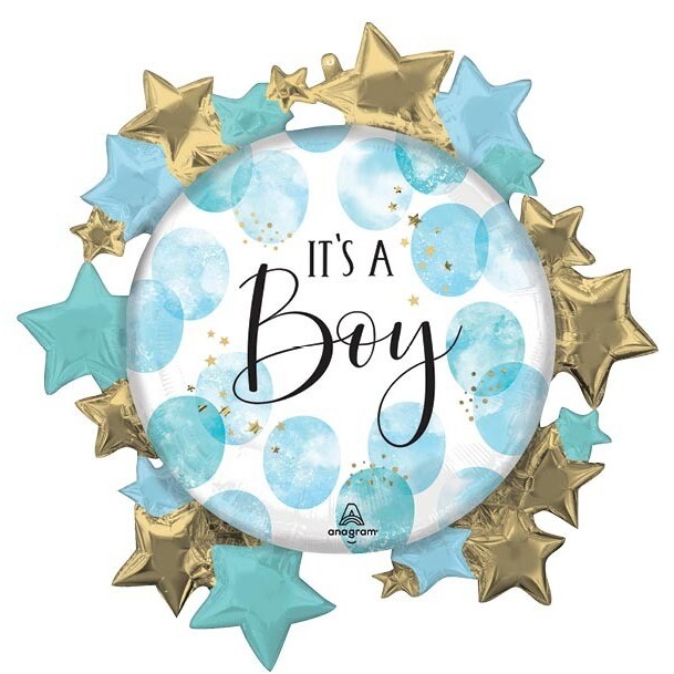 Balónek fóliový Its A Boy s hvězdičkami 76x76 cm